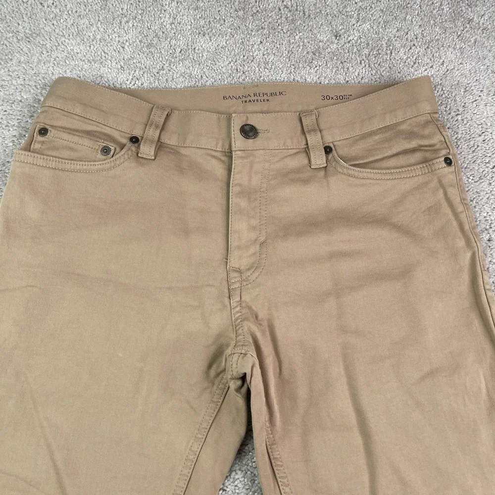 Banana Republic Pants Mens 30x30 Tan Traveler Slim Fit Chino Khaki Commuter